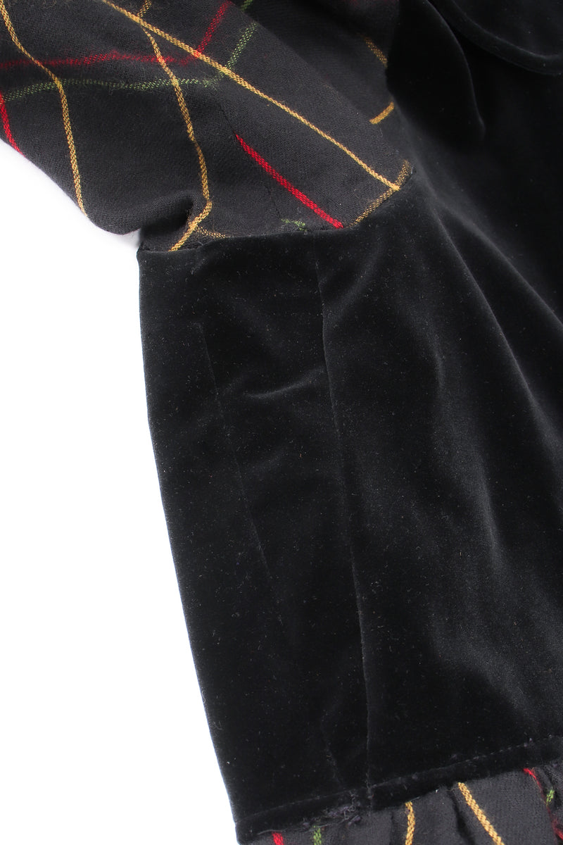 Vintage Yves Saint Laurent YSL Flannel Checked Velvet Bodice Dress alteration at Recess LA
