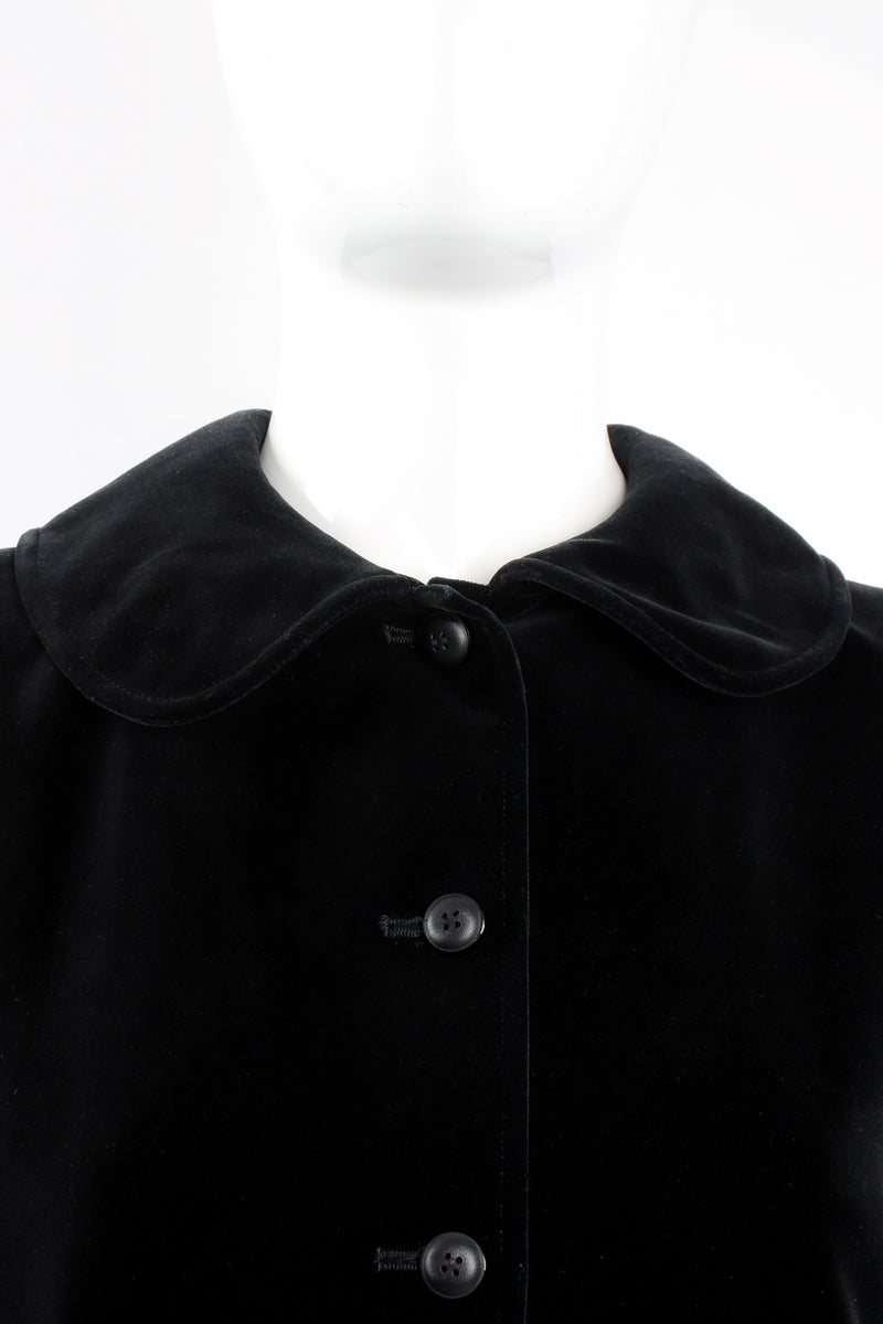 Vintage Yves Saint Laurent YSL Flannel Checked Velvet Bodice Dress on Mannequin collar at Recess LA