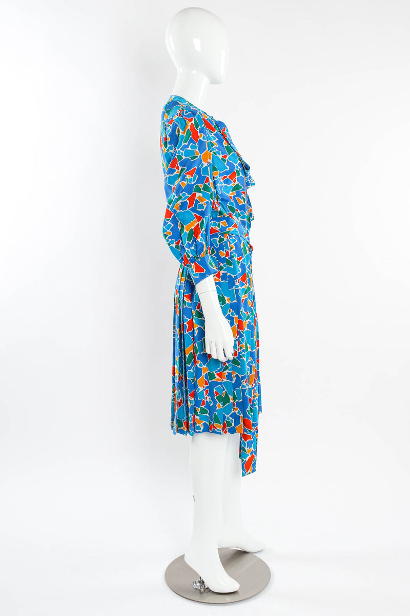 Vintage Saint Laurent Abstract Mosaic Print Dress mannequin side @ Recess Los Angeles