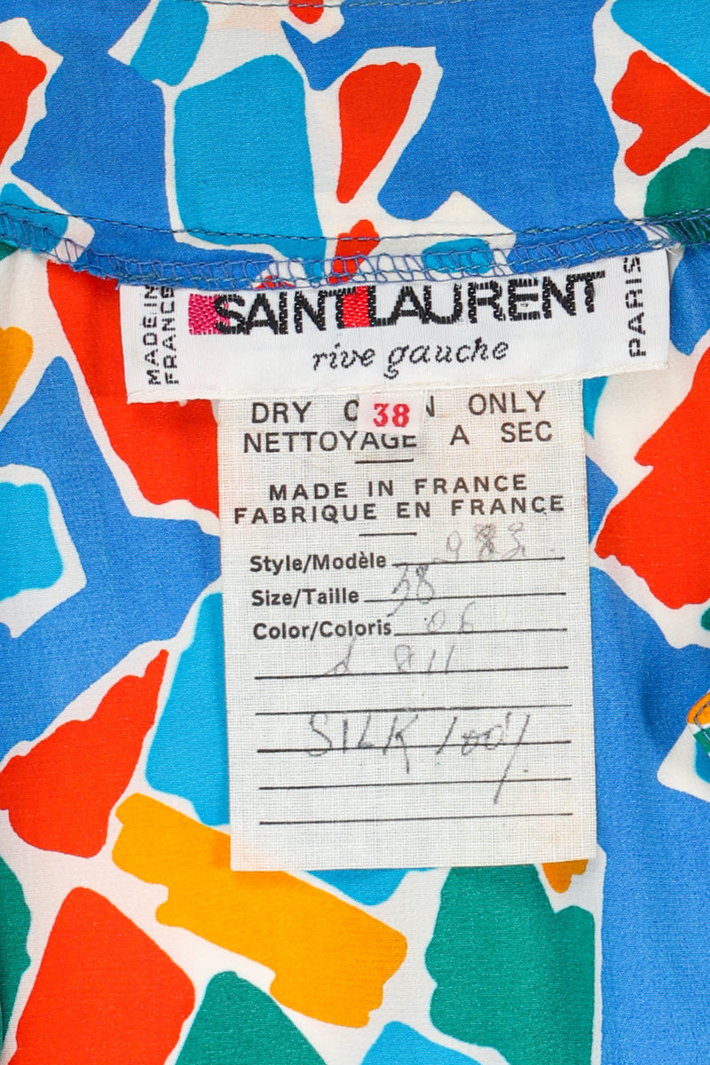 Vintage Saint Laurent Abstract Mosaic Print Dress label @ Recess Los Angeles