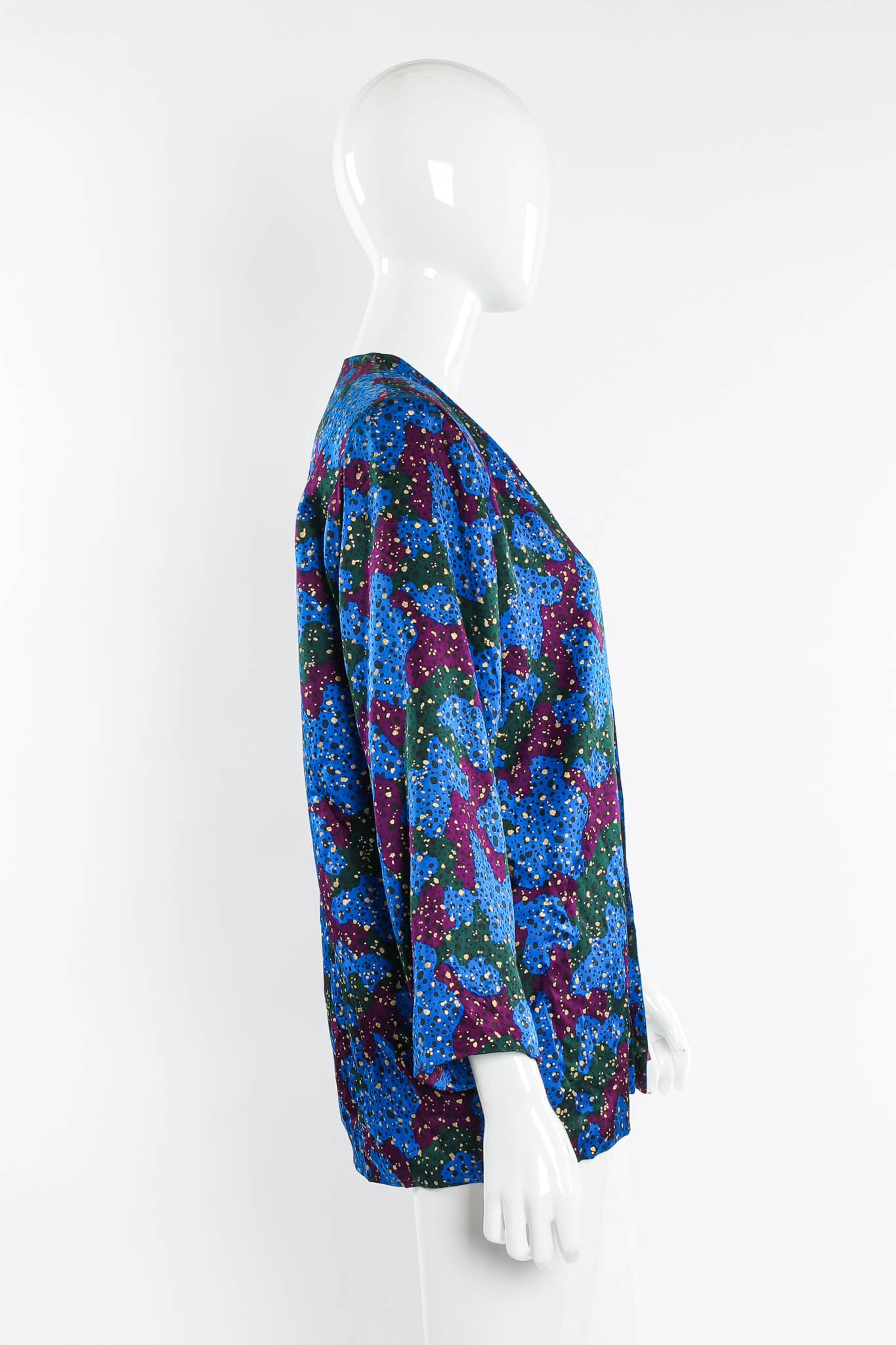 Vintage Saint Laurent Abstract Speckle Silk Jacket mannequin side @ Recess Los Angeles