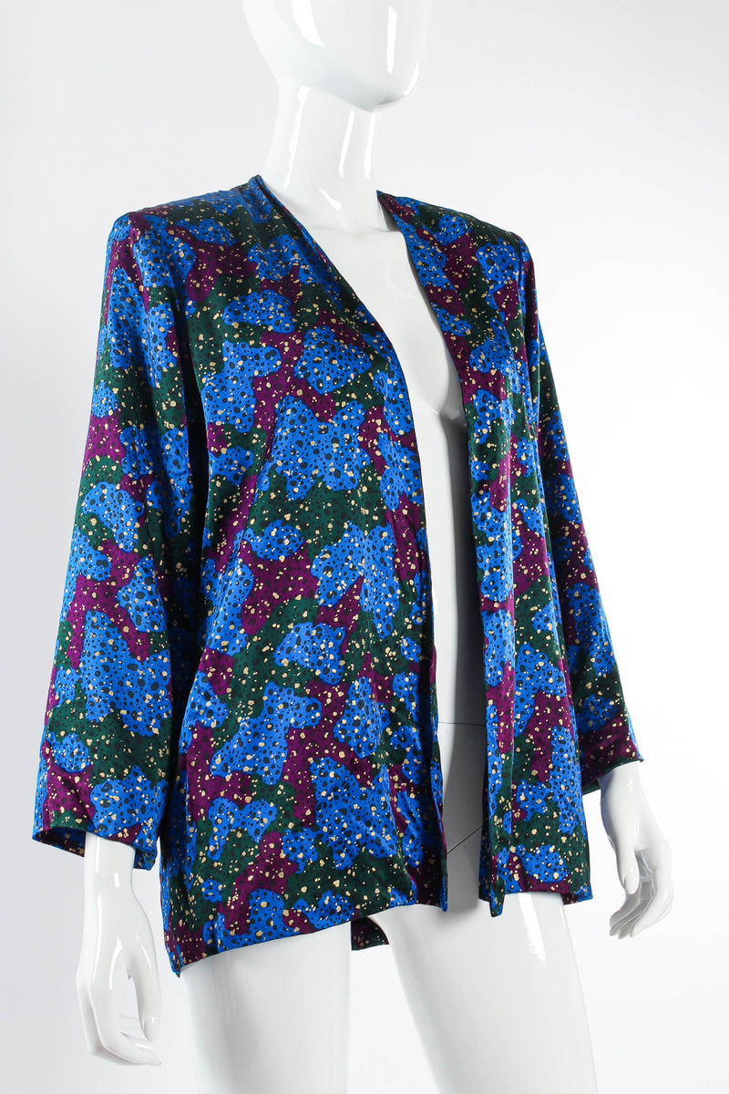 Vintage Saint Laurent Abstract Speckle Silk Jacket mannequin side @ Recess Los Angeles