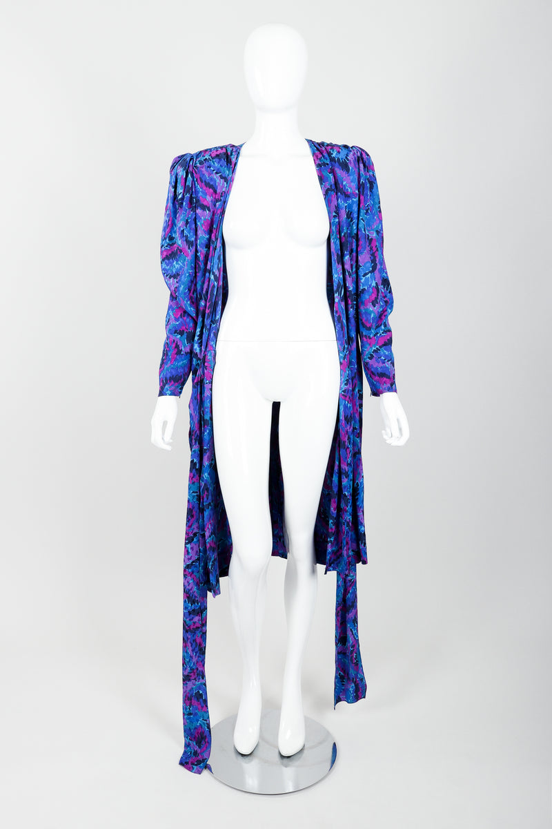 Vintage YSL Yves Saint Laurent Impressionist Wrap Dress on Mannequin Front Open at Recess