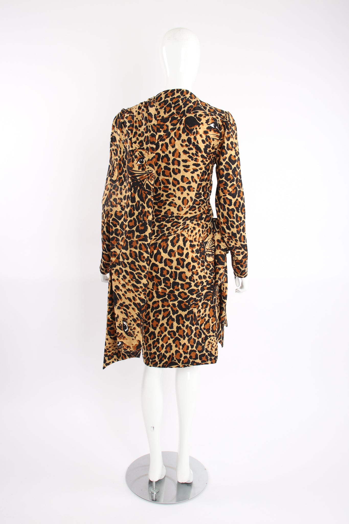 Vintage Yves Saint Laurent YSL Leopard Scarf Dress on Mannequin back at Recess Los Angeles