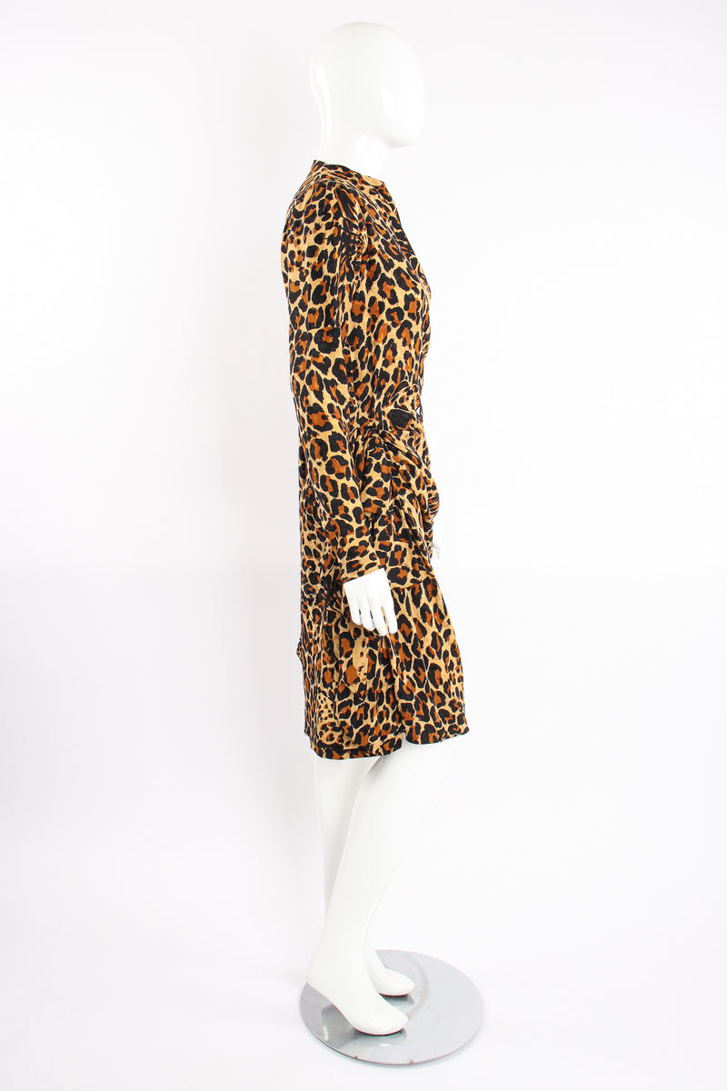 Vintage Yves Saint Laurent YSL Leopard Scarf Dress on Mannequin side at Recess Los Angeles