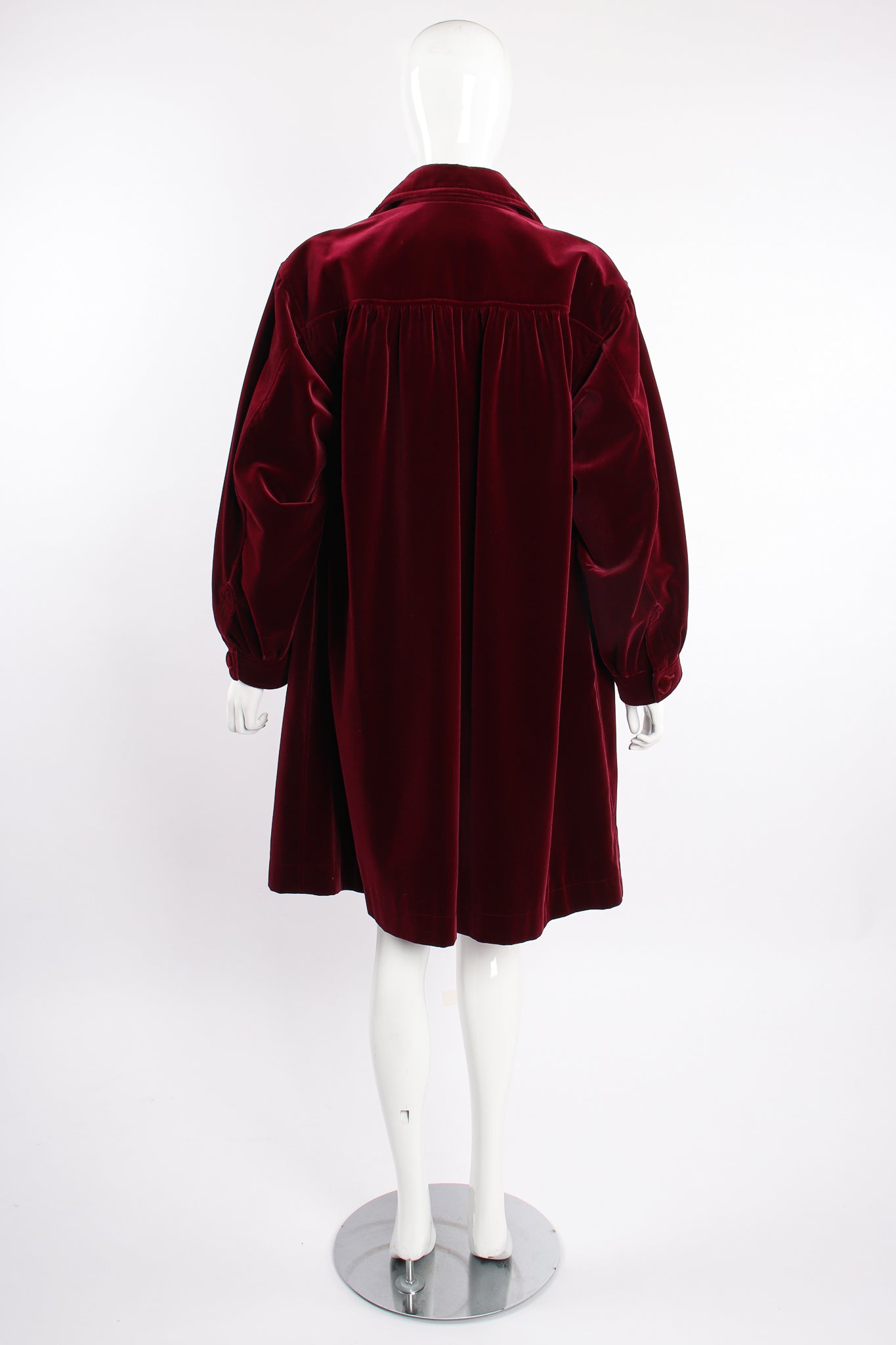 Vintage YSL Yves Saint Laurent Velvet Swing Coat on Mannequin back at Recess Los Angeles