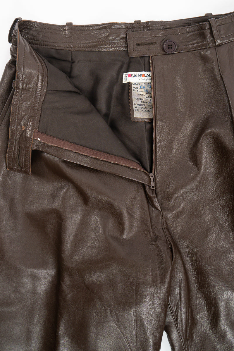 Vintage YSL Yves Saint Laurent Pleated Leather Trouser fly at Recess Los Angeles