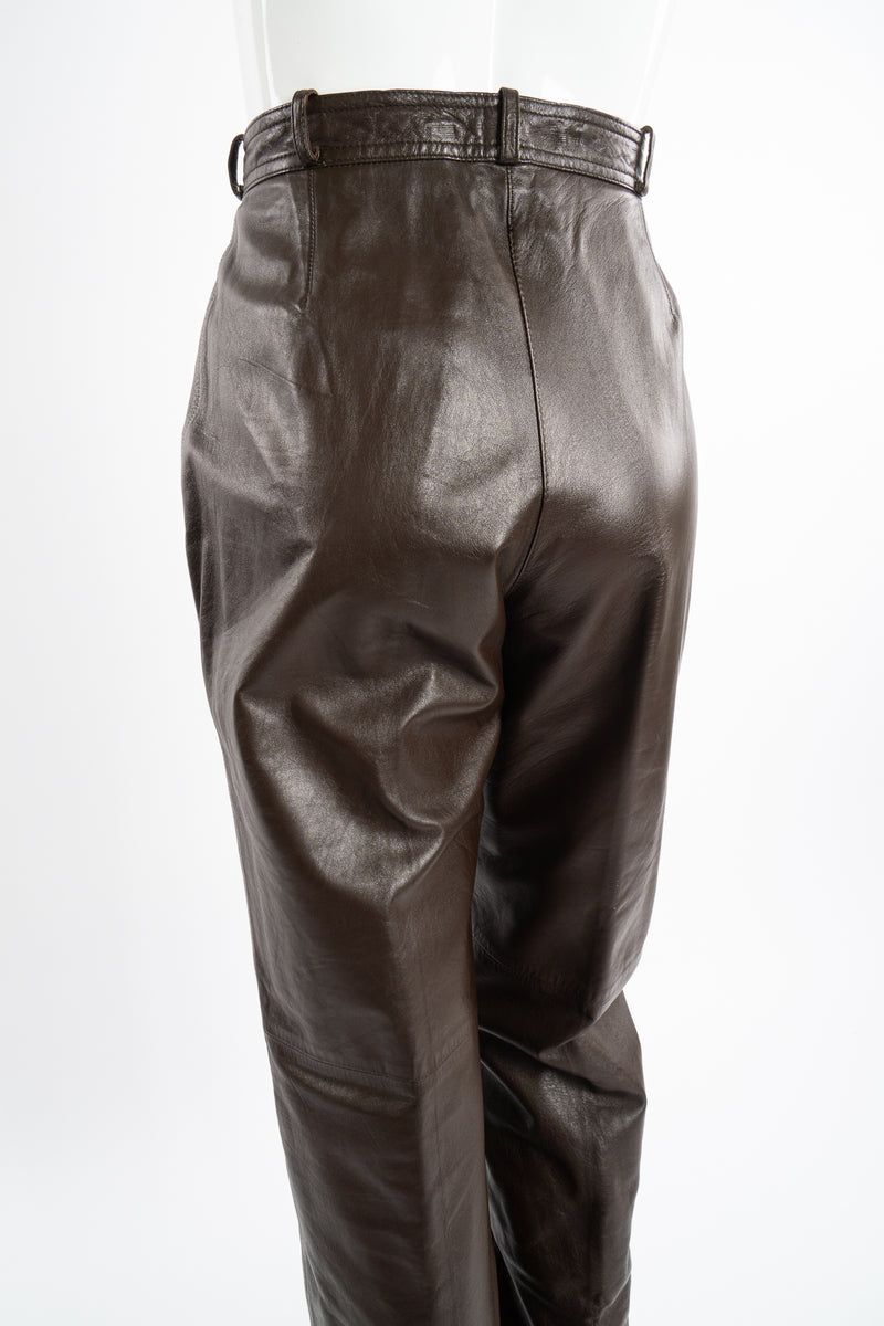 Vintage YSL Yves Saint Laurent Pleated Leather Trouser on mannequin behind at Recess Los Angeles