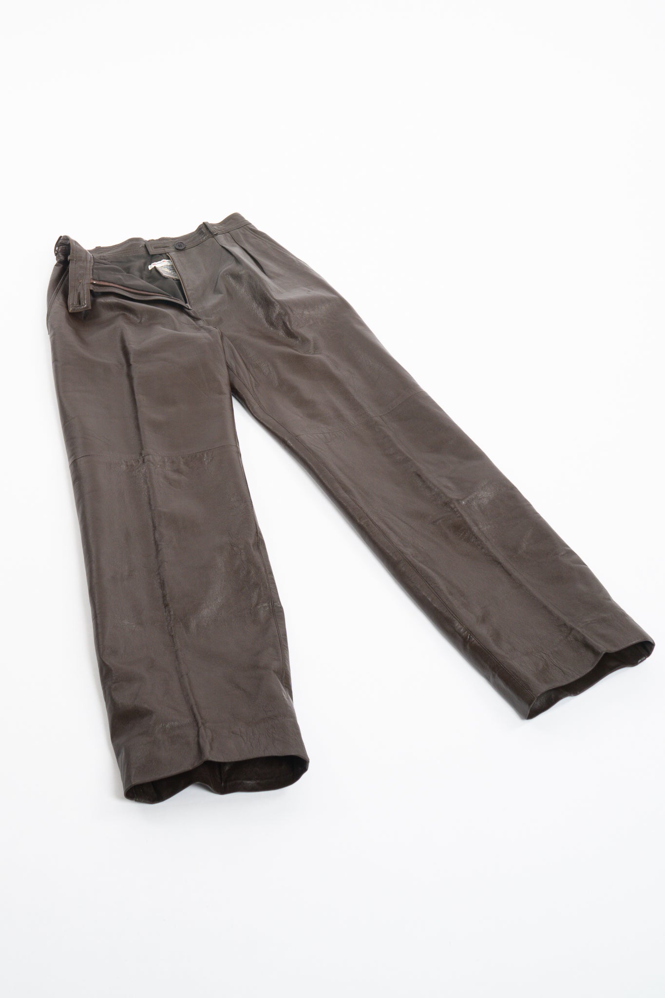 Vintage YSL Yves Saint Laurent Pleated Leather Trouser flat at Recess Los Angeles