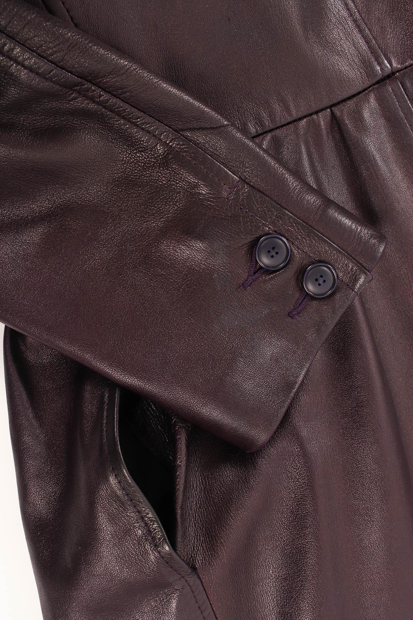 Vintage Saint Laurent 1980s Leather Dress Jacket light sleeve discoloration @ Recess Los Angeles