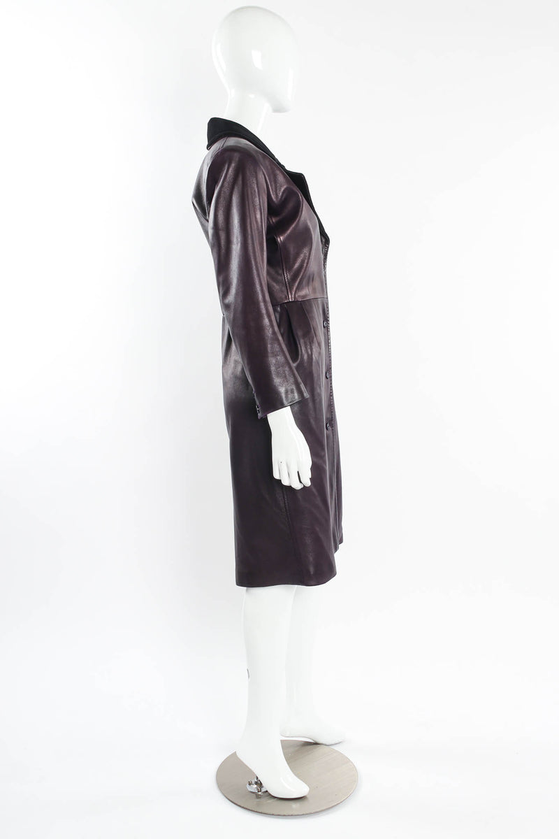 Vintage Saint Laurent 1980s Leather Dress Coat mannequin side @ Recess Los Angeles