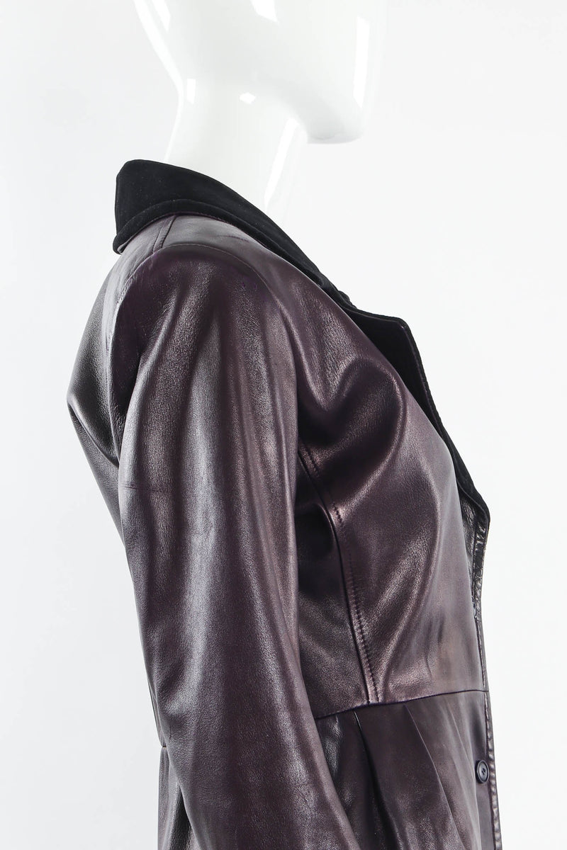 Vintage Saint Laurent 1980s Leather Dress Coat shoulder detail @ Recess Los Angeles