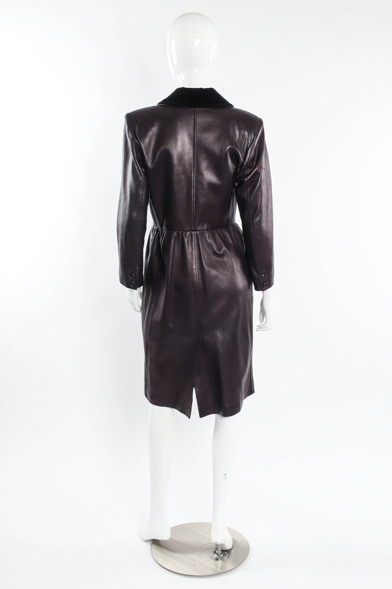Vintage Saint Laurent 1980s Leather Dress Coat mannequin back @ Recess Los Angeles