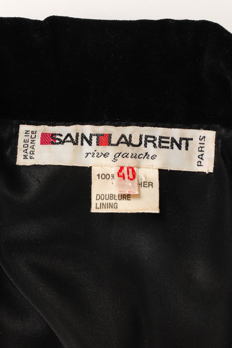 Vintage Saint Laurent 1980s Leather Dress Jacket tag @ Recess Los Angeles