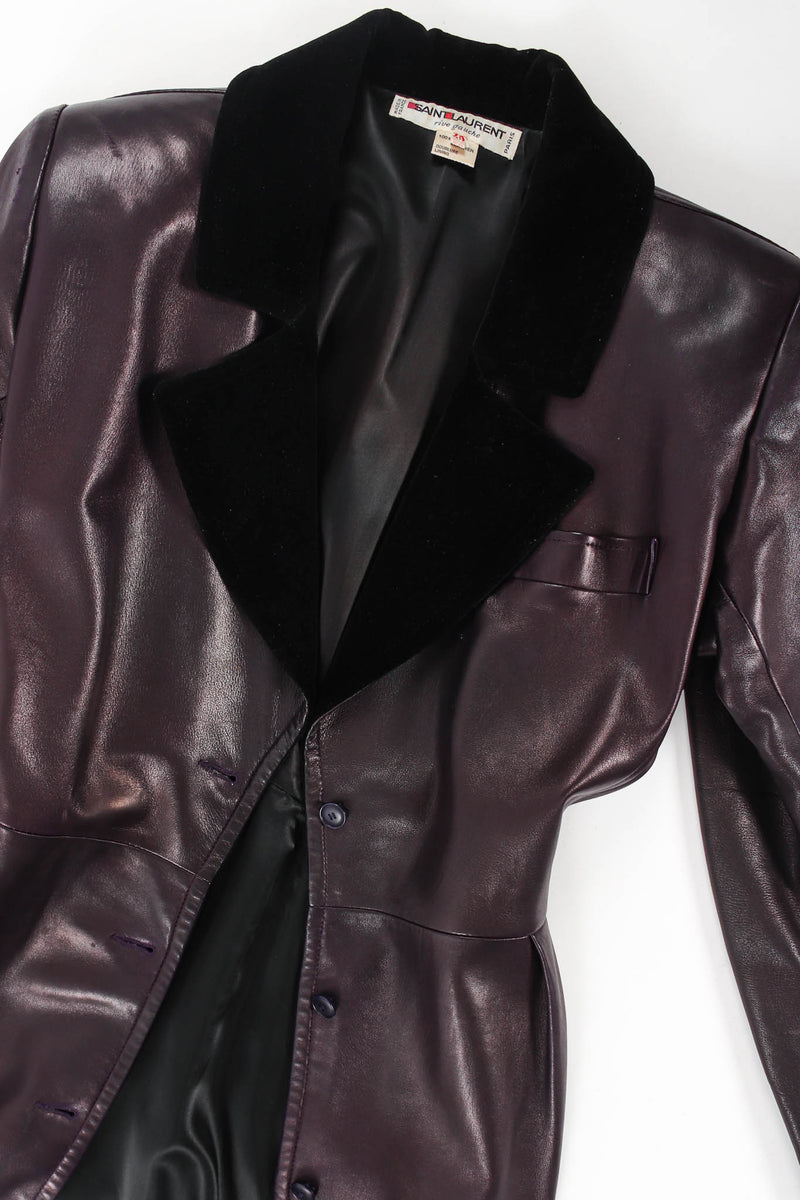 Vintage Saint Laurent 1980s Leather Dress Coat flat lay @ Recess Los Angeles