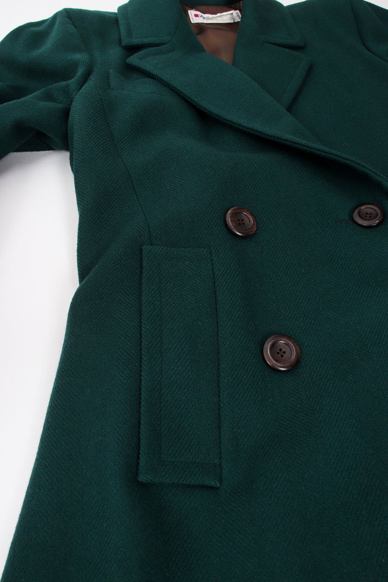 Vintage Yves Saint Laurent YSL Wool Herringbone Swing Coat pocket detail @ Recess LA