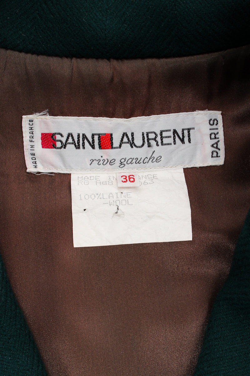 Vintage Yves Saint Laurent YSL Wool Herringbone Swing Coat label @ Recess LA