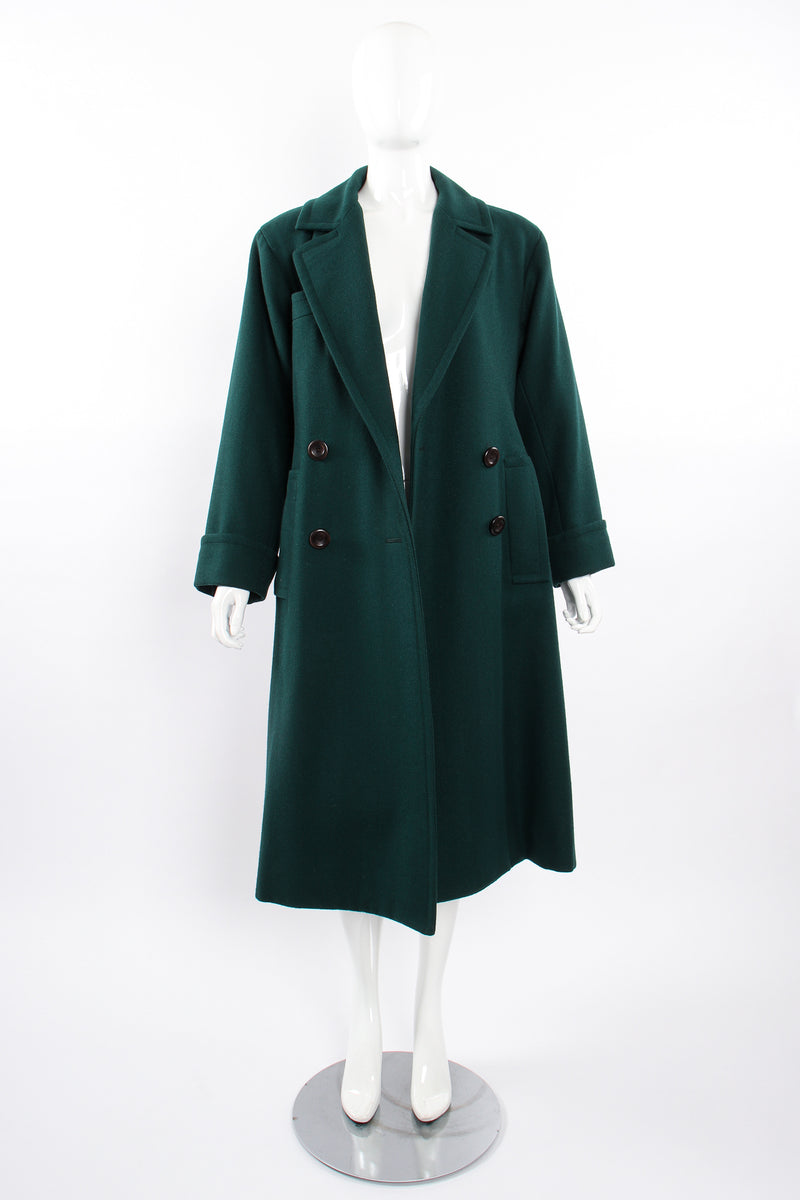 Vintage Yves Saint Laurent YSL Wool Herringbone Swing Coat on Mannequin open @ Recess LA