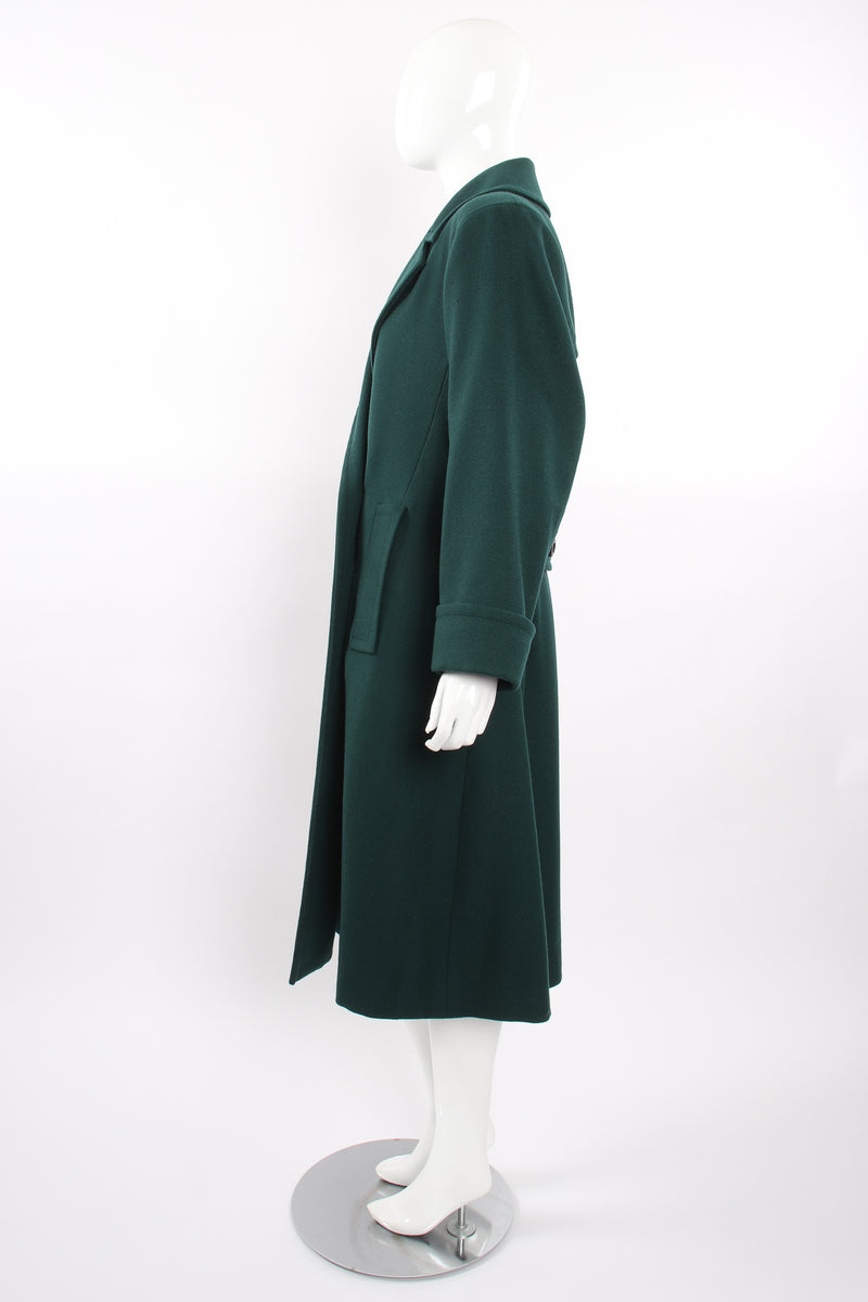 Vintage Yves Saint Laurent YSL Wool Herringbone Swing Coat on Mannequin side @ Recess LA