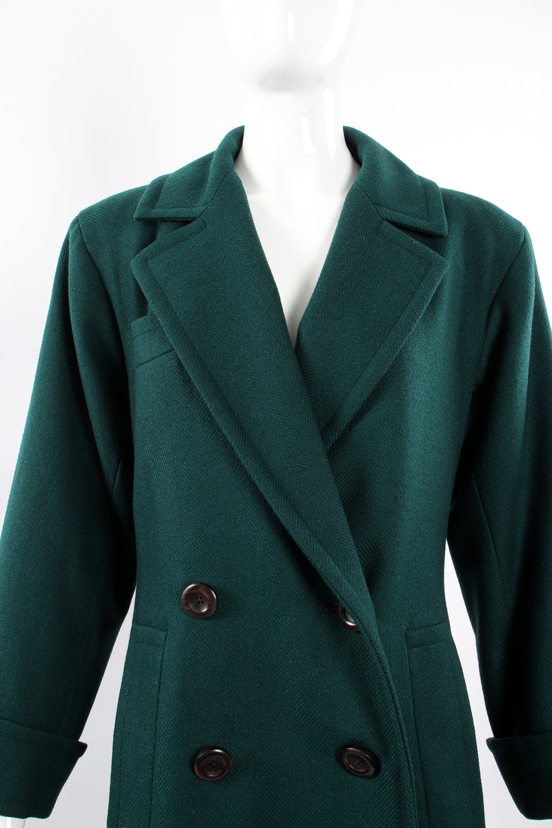 Vintage Yves Saint Laurent YSL Wool Herringbone Swing Coat on Mannequin crop at Recess Los Angeles