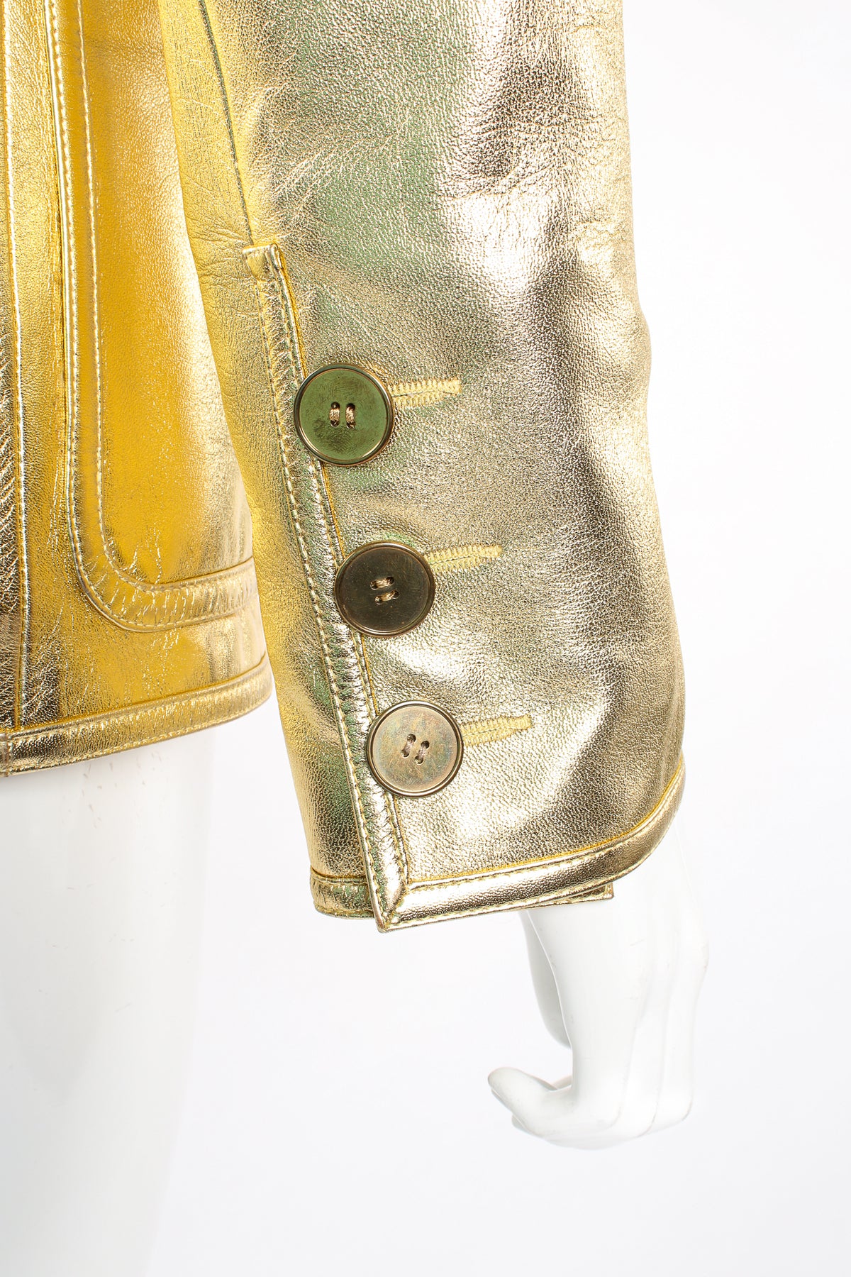 Vintage YSL Yves Saint Laurent Gold Leather Lamé Jacket – Recess