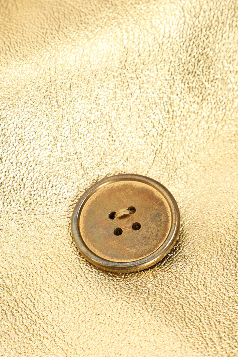Vintage YSL Yves Saint Laurent Gold Leather Lamé Jacket button wear at Recess Los Angeles