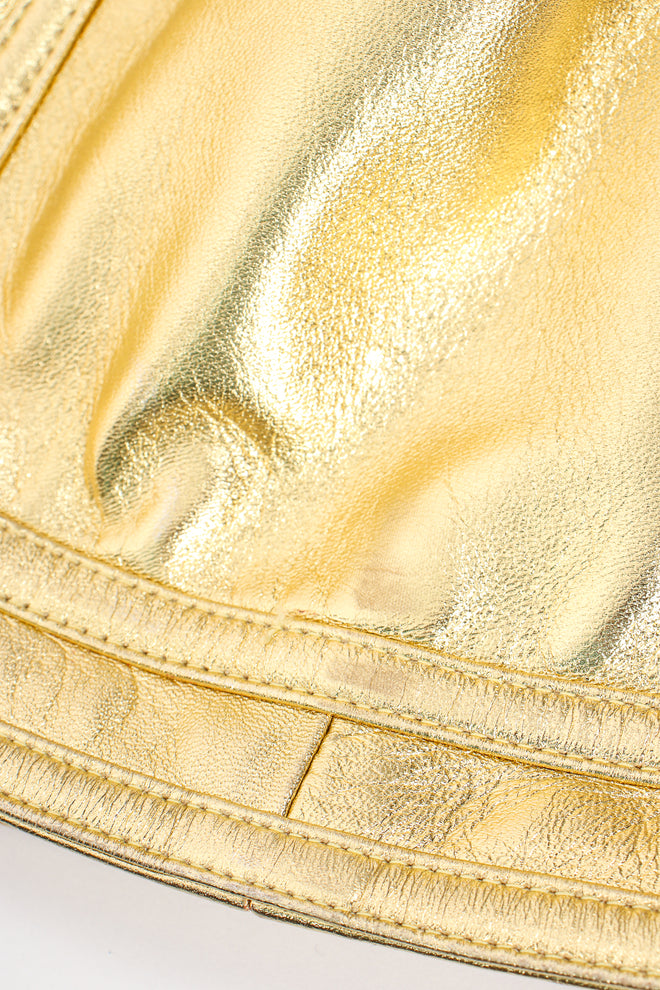 Vintage YSL Yves Saint Laurent Gold Leather Lamé Jacket scuff at Recess Los Angeles