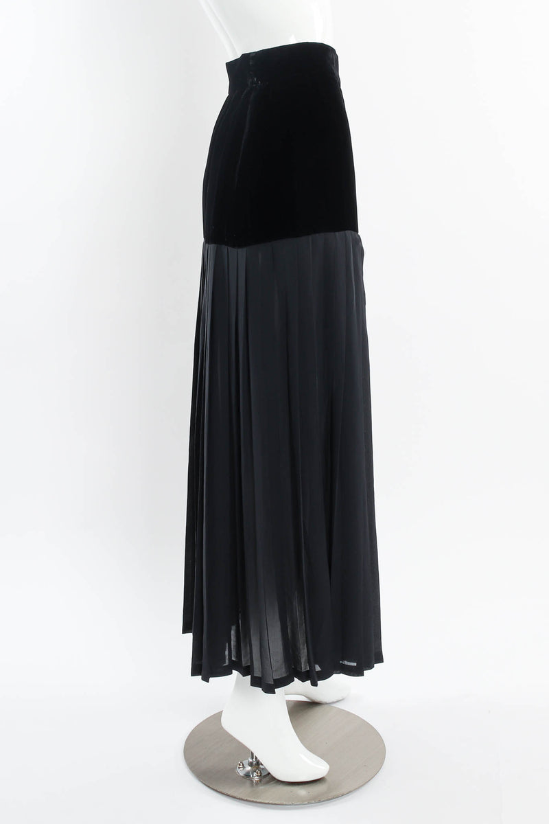 Vintage Yves Saint Laurent Silk Velvet Pleated Skirt mannequin side @ Recess Los Angeles