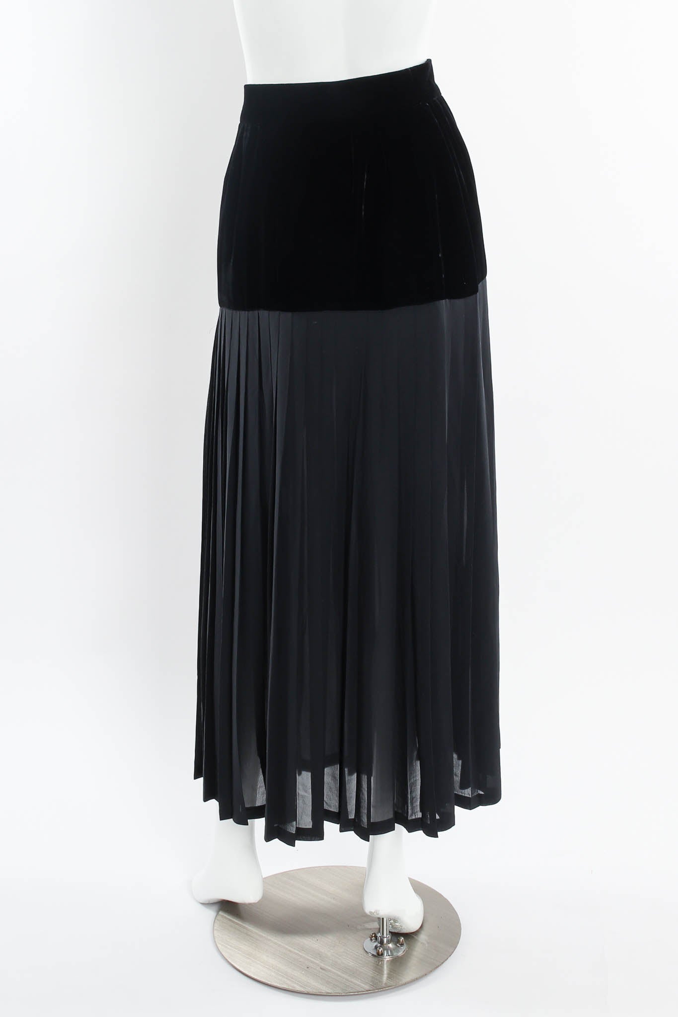 Vintage Yves Saint Laurent Silk Velvet Pleated Skirt mannequin back @ Recess Los Angeles