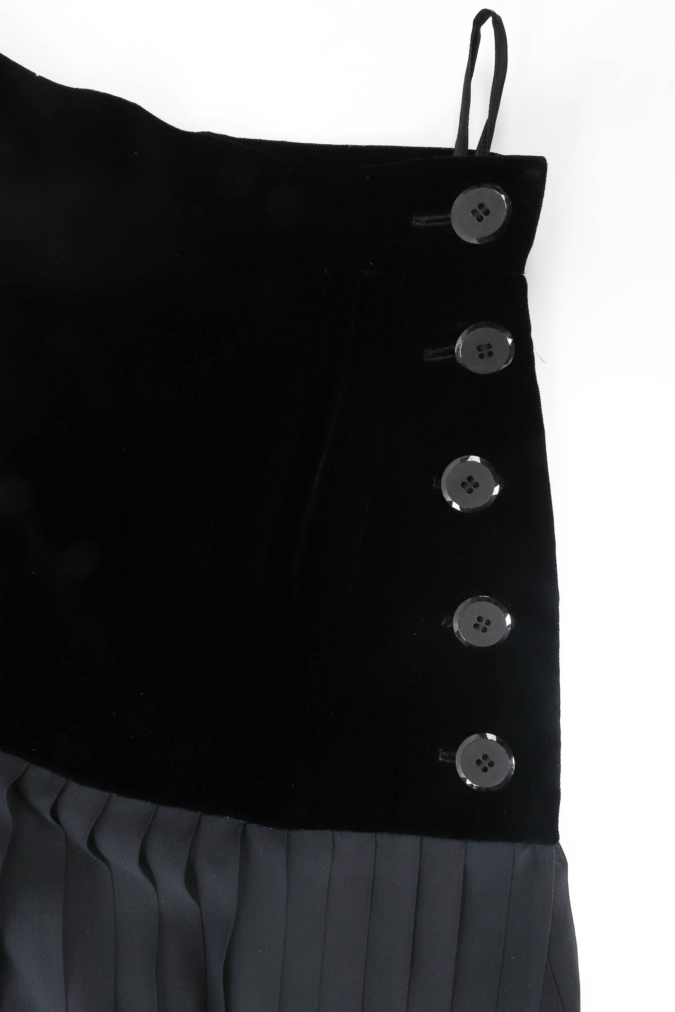 Vintage Yves Saint Laurent Silk Velvet Pleated Skirt buttons @ Recess Los Angeles
