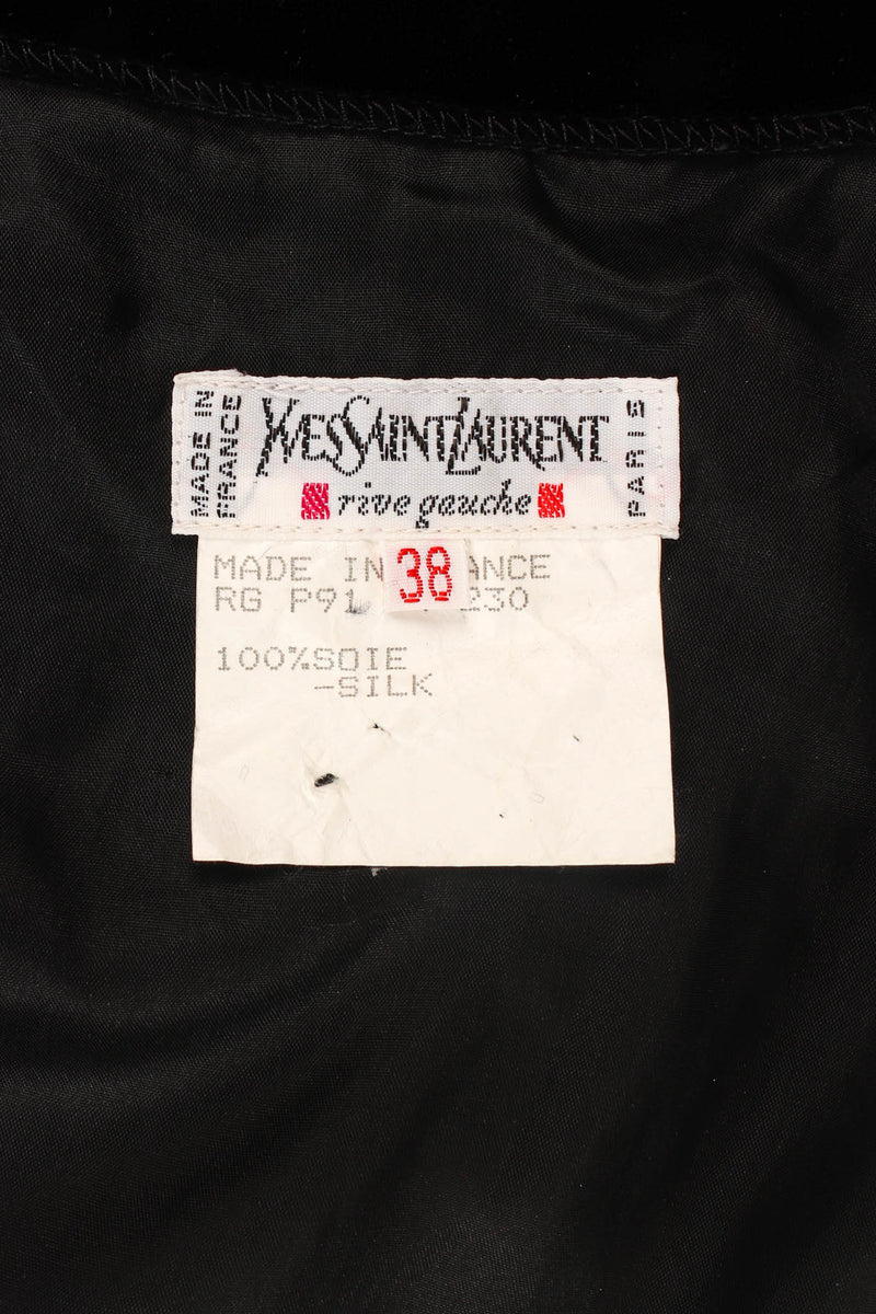 Vintage Yves Saint Laurent Silk Velvet Pleated Skirt tag @ Recess Los Angeles