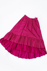 Vintage YSL Yves Saint Laurent Tiered Ruffle Hem Lamé Dot Skirt flat @ Recess LA