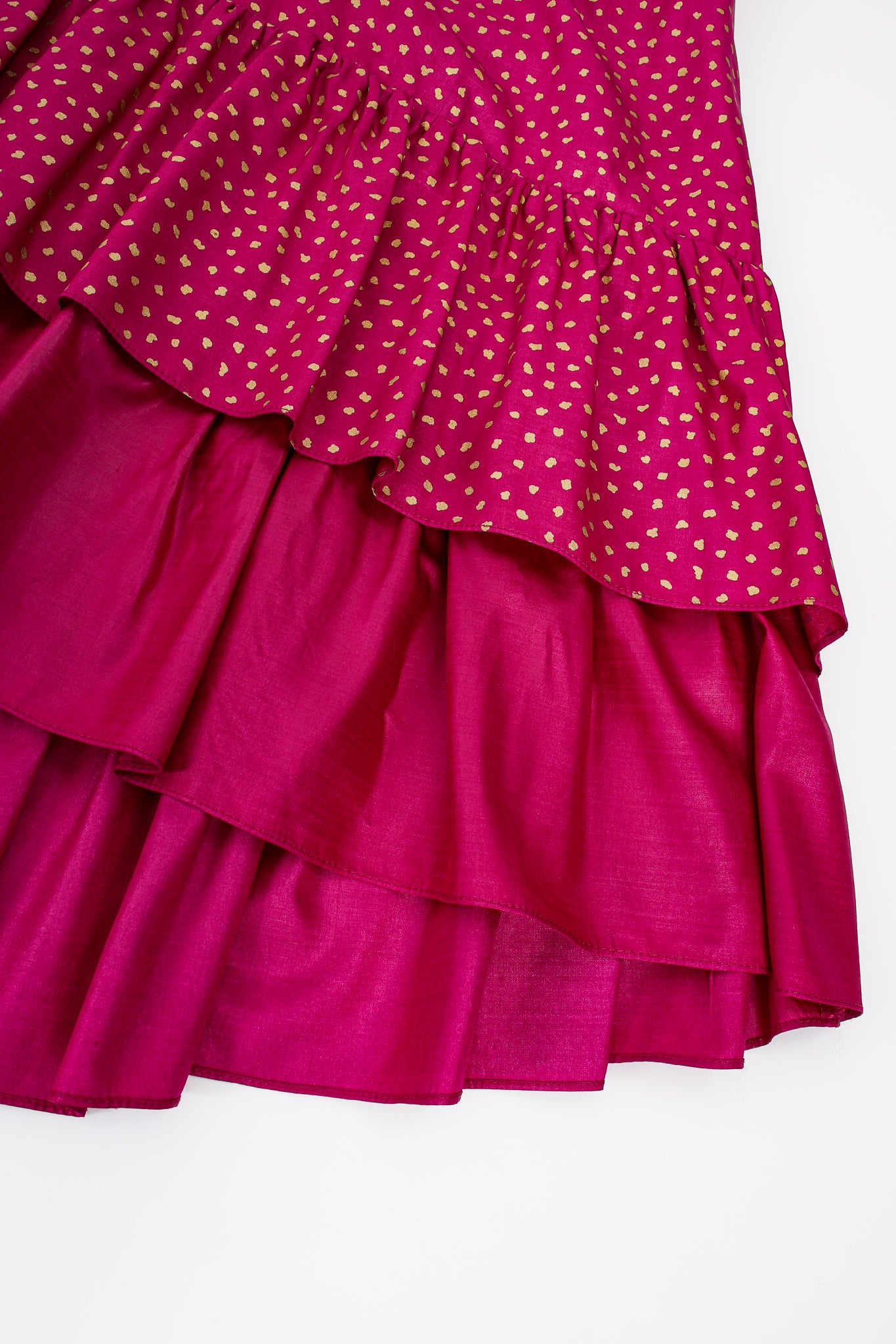 Vintage YSL Yves Saint Laurent Tiered Ruffle Hem Lamé Dot Skirt hem detail @ Recess LA