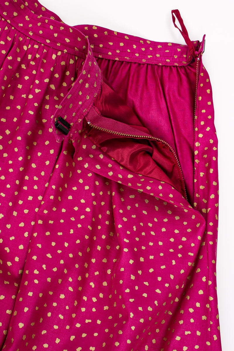 Vintage YSL Yves Saint Laurent Tiered Ruffle Hem Lamé Dot Skirt zipper @ Recess LA