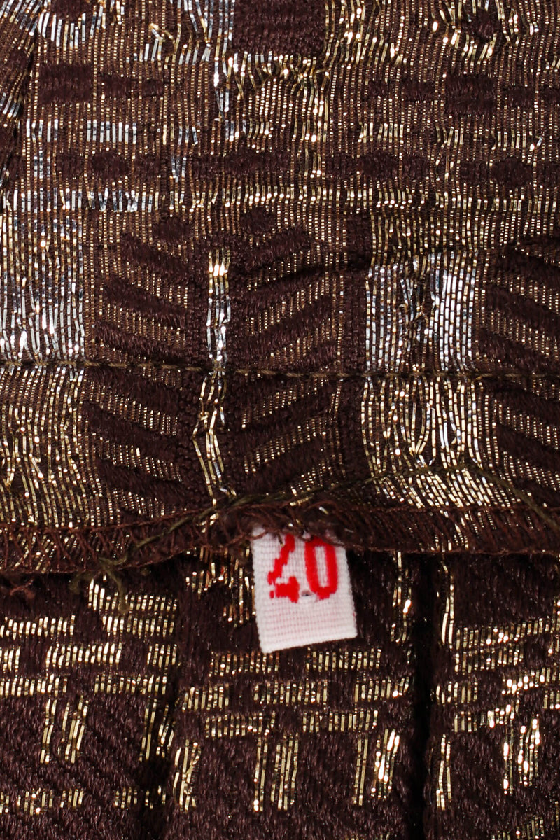 Vintage Unlabeled Saint Laurent Geometric Metallic Gold Harem Pants size label at Recess LA