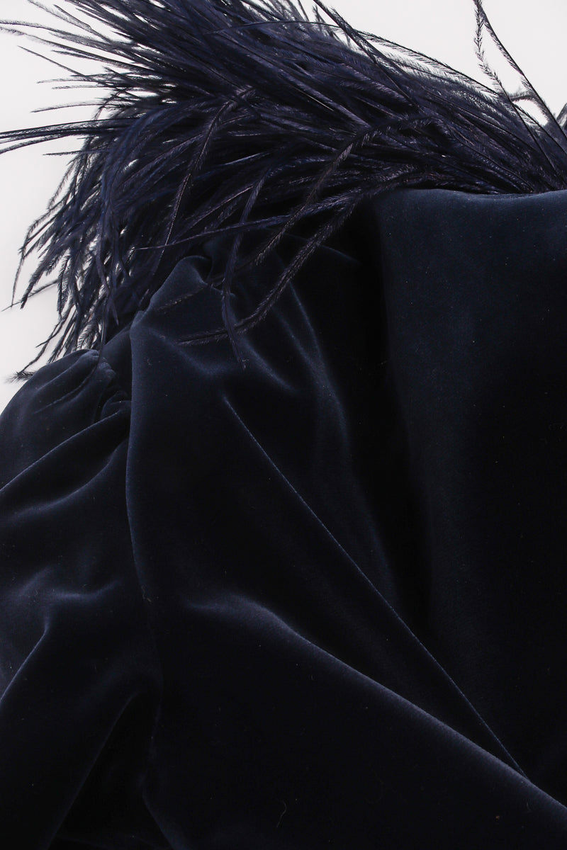 Vintage Yves Saint Laurent Midnight Ostrich Velvet Jacket fabric at Recess Los Angeles