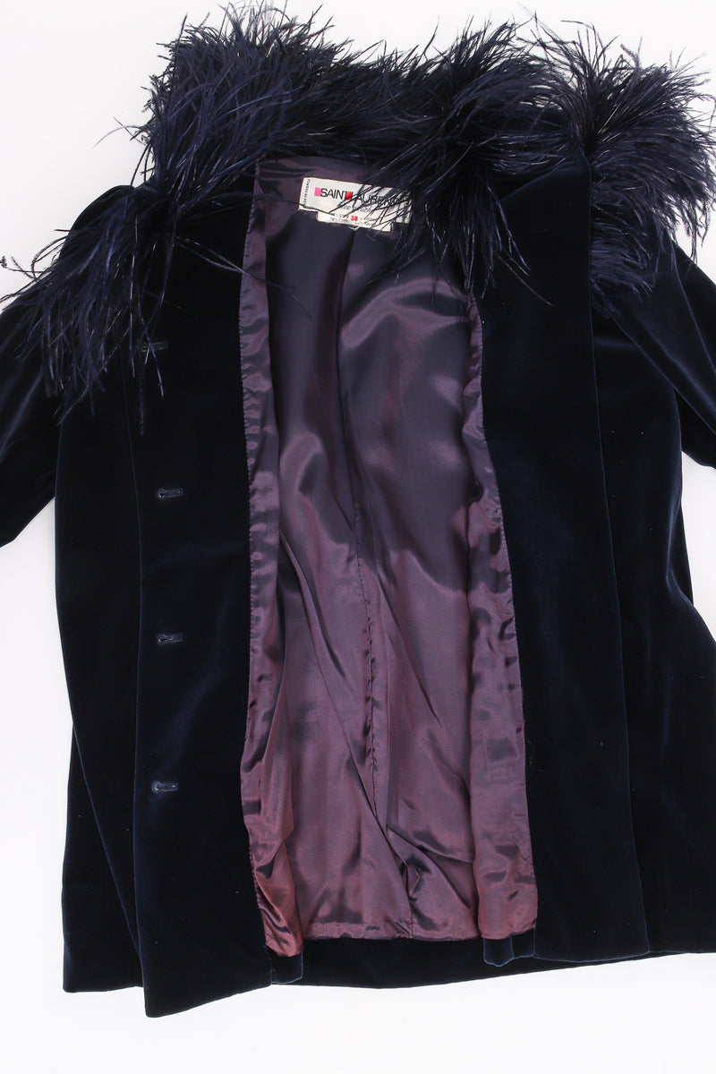 Vintage Yves Saint Laurent Midnight Ostrich Velvet Jacket flat at Recess Los Angeles