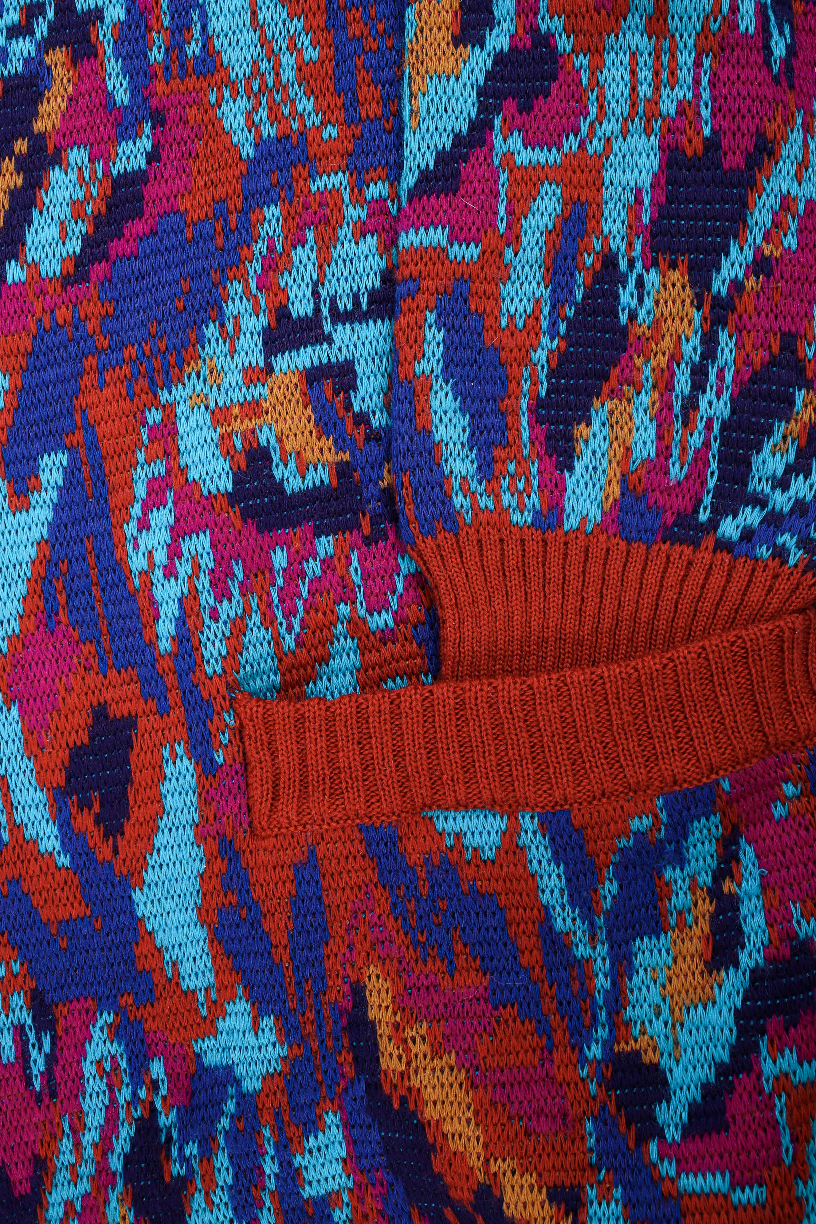 Vintage Saint Laurent YSL Oversized Autumnal Knit Cardigan crop at Recess Los Angeles