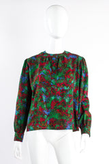 Vintage Yves Saint Laurent YSL Splatter Print Popover Blouse on mannequin front at Recess LA