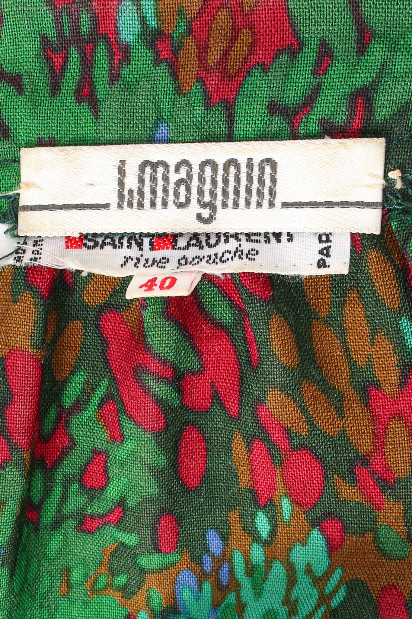Vintage Yves Saint Laurent YSL Splatter Print Popover Blouse label at Recess Los Angeles