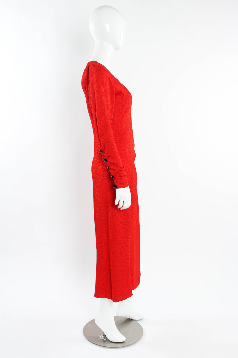 Vintage Yves Saint Laurent 1990s Plissé Crinkle Dress mannequin side @ Recess LA