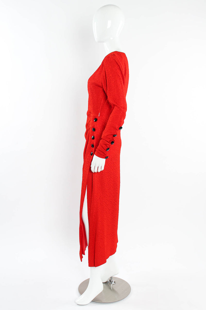 Vintage Yves Saint Laurent 1990s Plissé Crinkle Dress mannequin side slit @ Recess LA