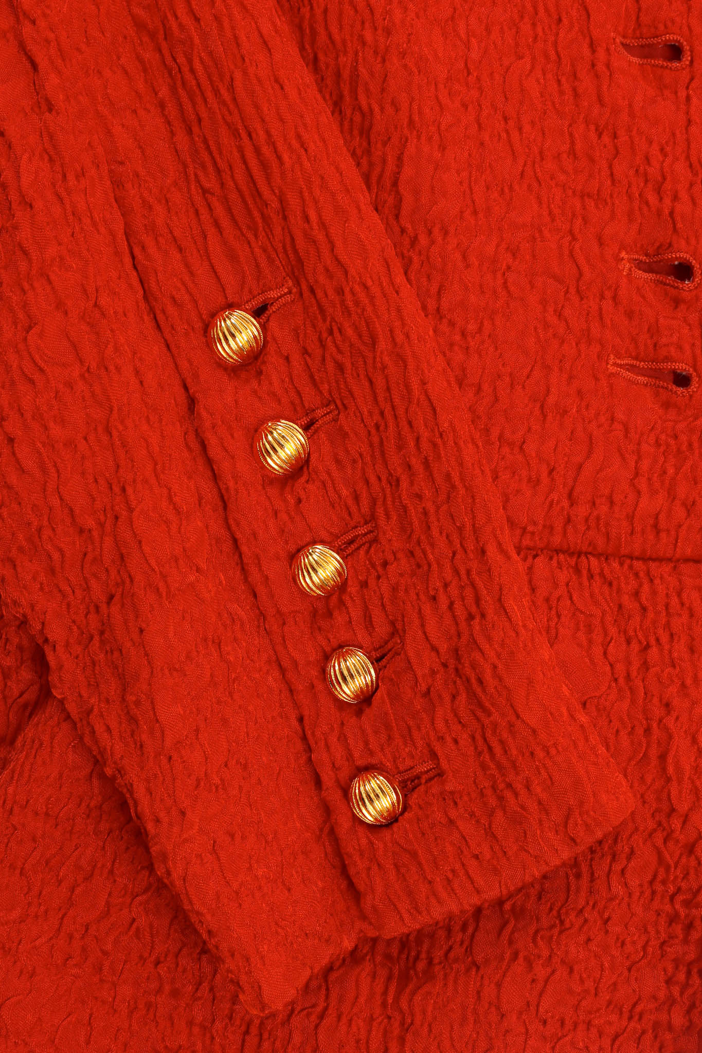 Vintage Yves Saint Laurent 1990s Textured Crinkle Pleat Top sleeve buttons @ Recess Los Angeles