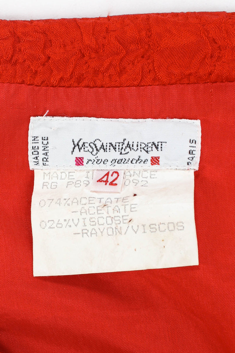 Vintage Yves Saint Laurent 1990s Textured Crinkle Pleat Top tag @ Recess Los Angeles