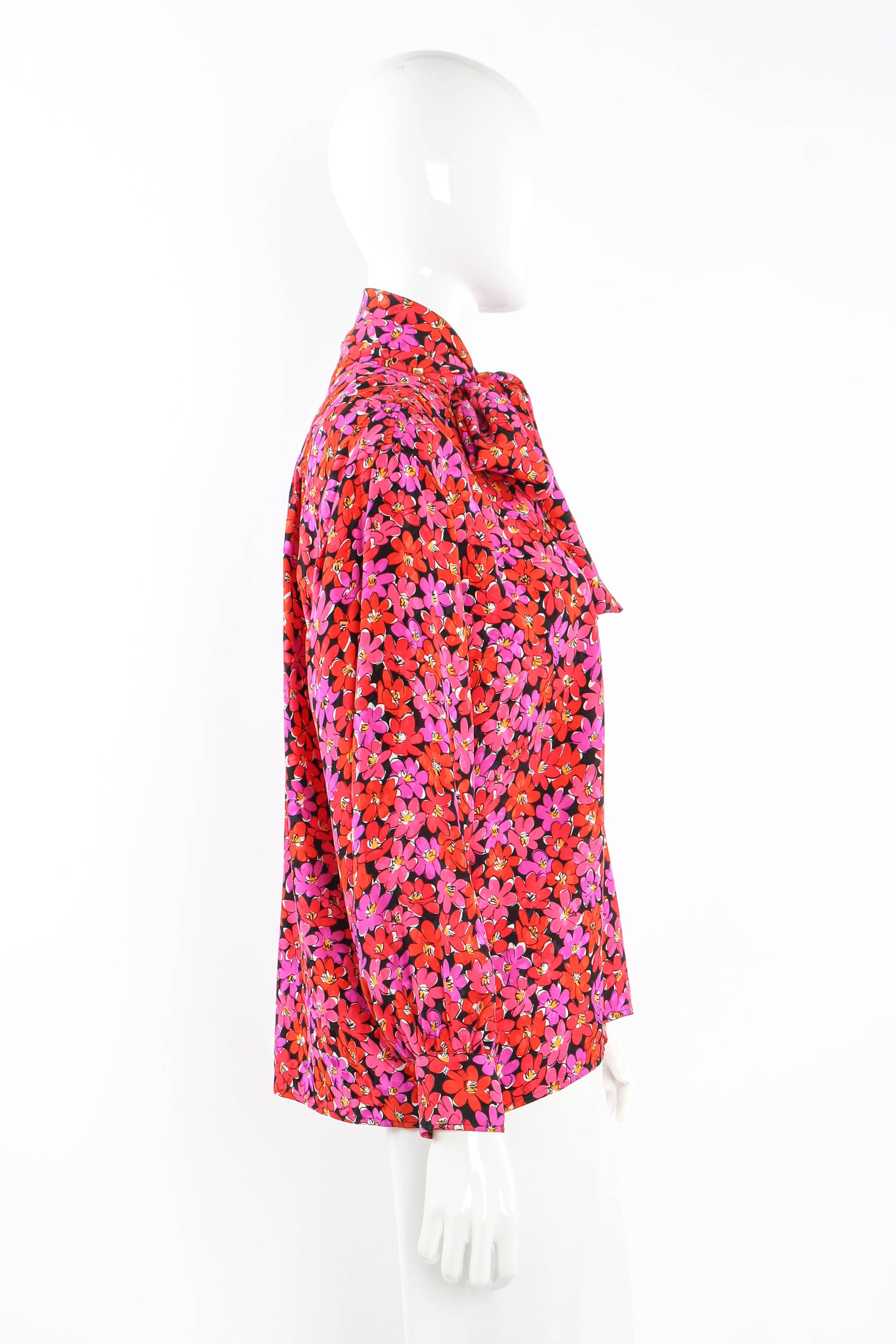 Vintage Saint Laurent Scribble Floral Print Blouse mannequin side  @ Recess LA