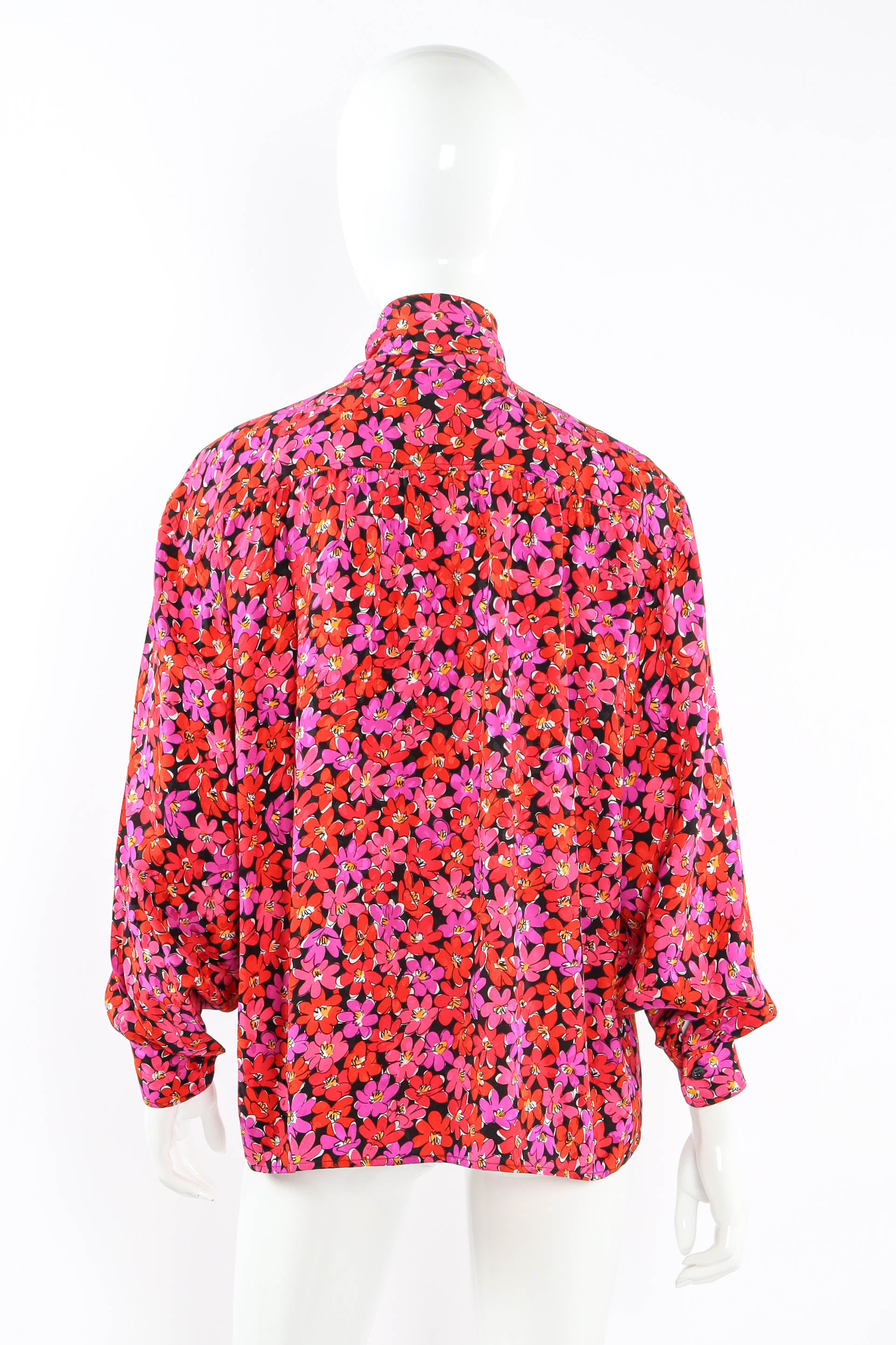 Vintage Saint Laurent Scribble Floral Print Blouse mannequin back @ Recess LA