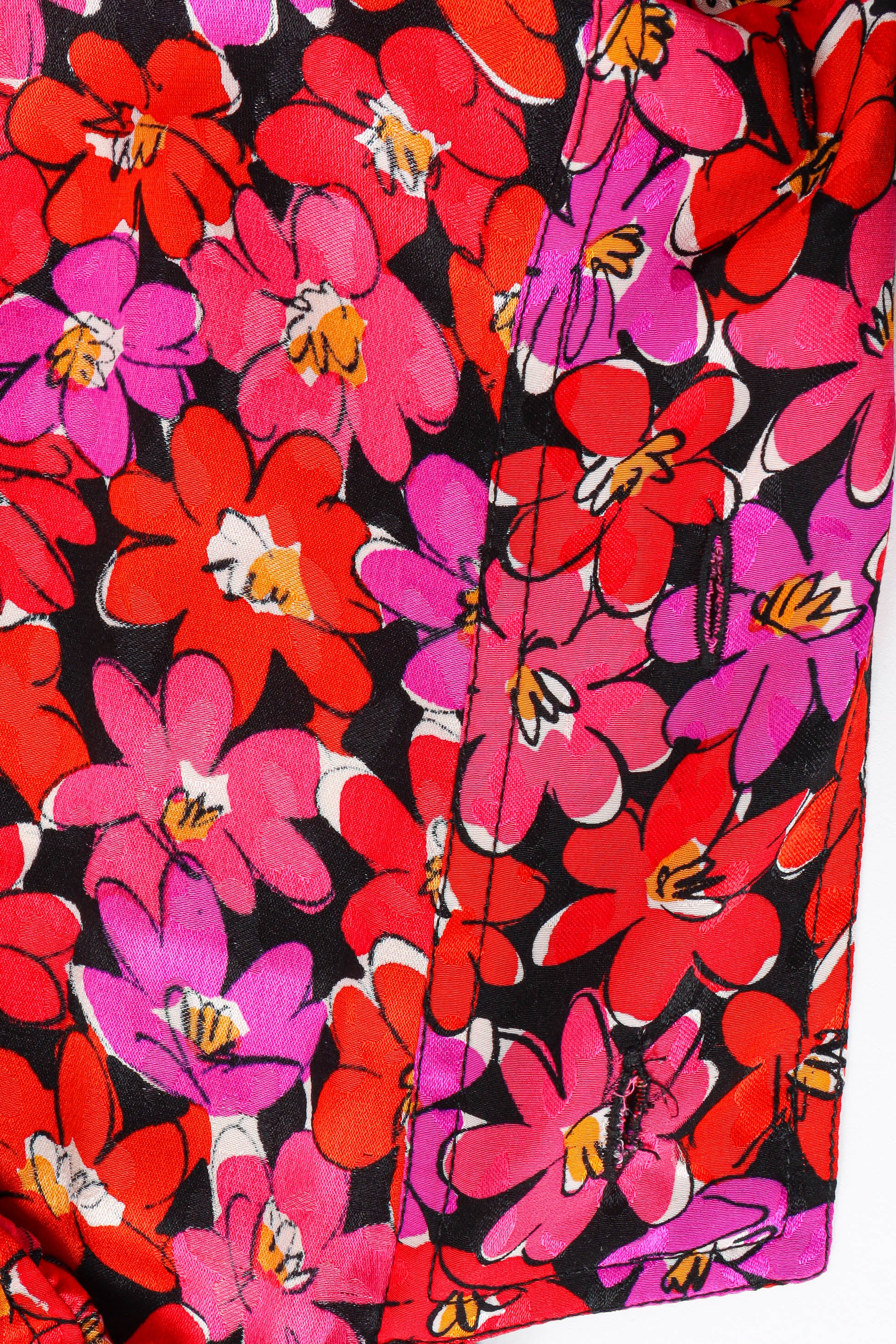Vintage Saint Laurent Scribble Floral Print Blouse print detail @ Recess LA