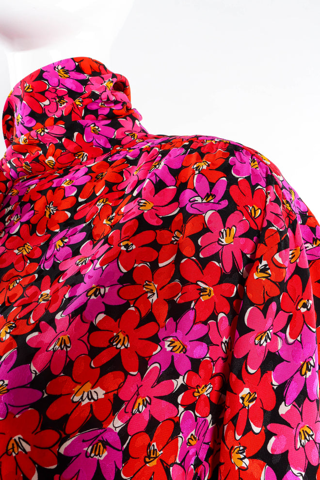 Vintage Saint Laurent Scribble Floral Print Blouse slight run on shoulder detail  @ Recess LA
