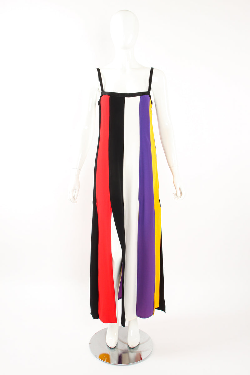 Vintage YSL Yves Saint Laurent Mondrian Stripe Carwash Sash Dress on Mannequin front @ Recess LA