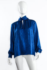 Vintage Yves Saint Laurent YSL Jacquard Snake Silk Bow Blouse on mannequin front at Recess LA